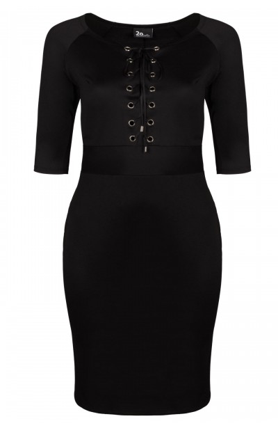 AISHA BLACK sukienka plus size z wiązanym dekoltem
