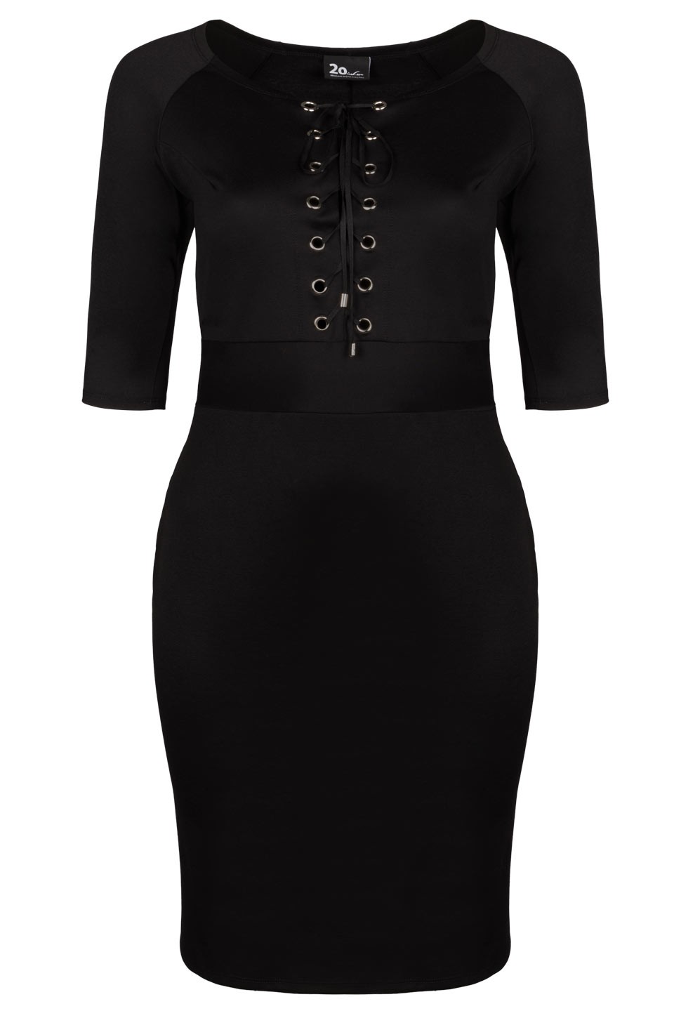 AISHA BLACK sukienka plus size z wiązanym dekoltem