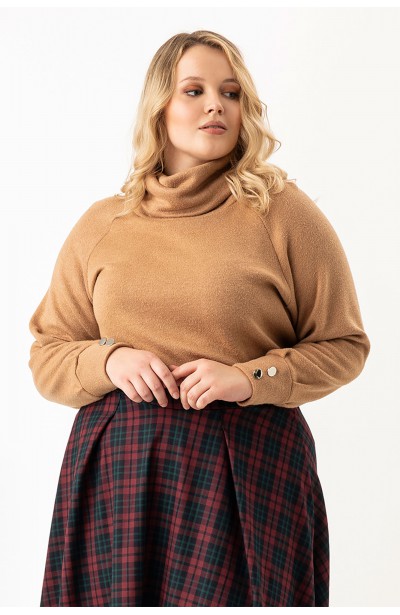 CAROL BEIGE sweter plus size z golfem