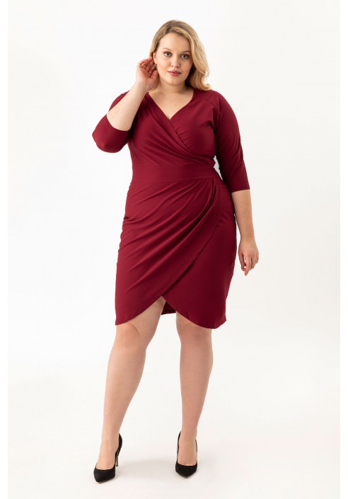 MONIQUE WINE ołówkowa sukienka plus size