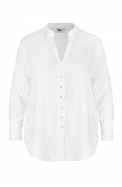 FREYJA WHITE koszula plus size ze stójką