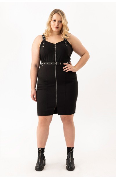 KENZIE BLACK ołówkowa rockowa sukienka plus size