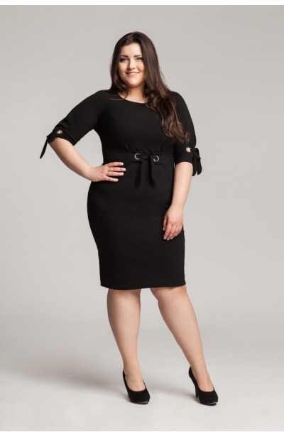 SHELBY BLACK modna taliowana sukienka plus size