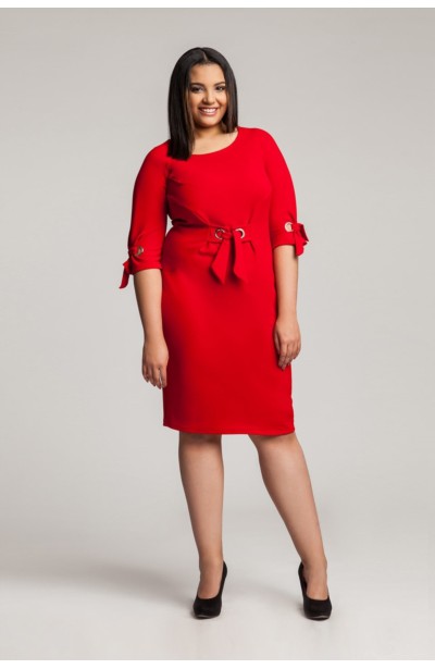SHELBY RED modna taliowana sukienka plus size