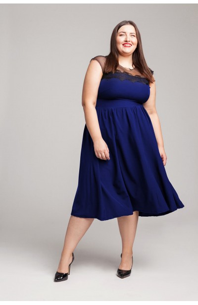 SABRINA BLUE chabrowa sukienka plus size