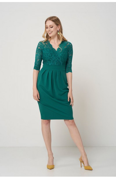 CARMEN GREEN elegancka sukienka z koronką